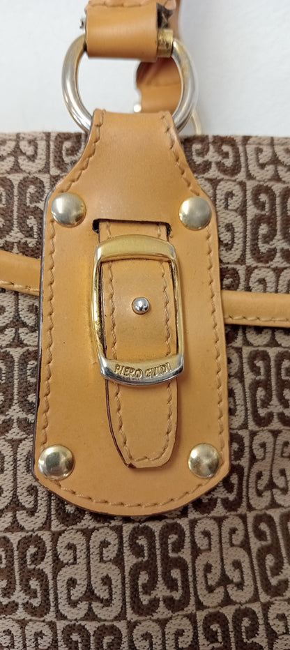 Borsa a spalla vintage in tela monogram Piero Guidi